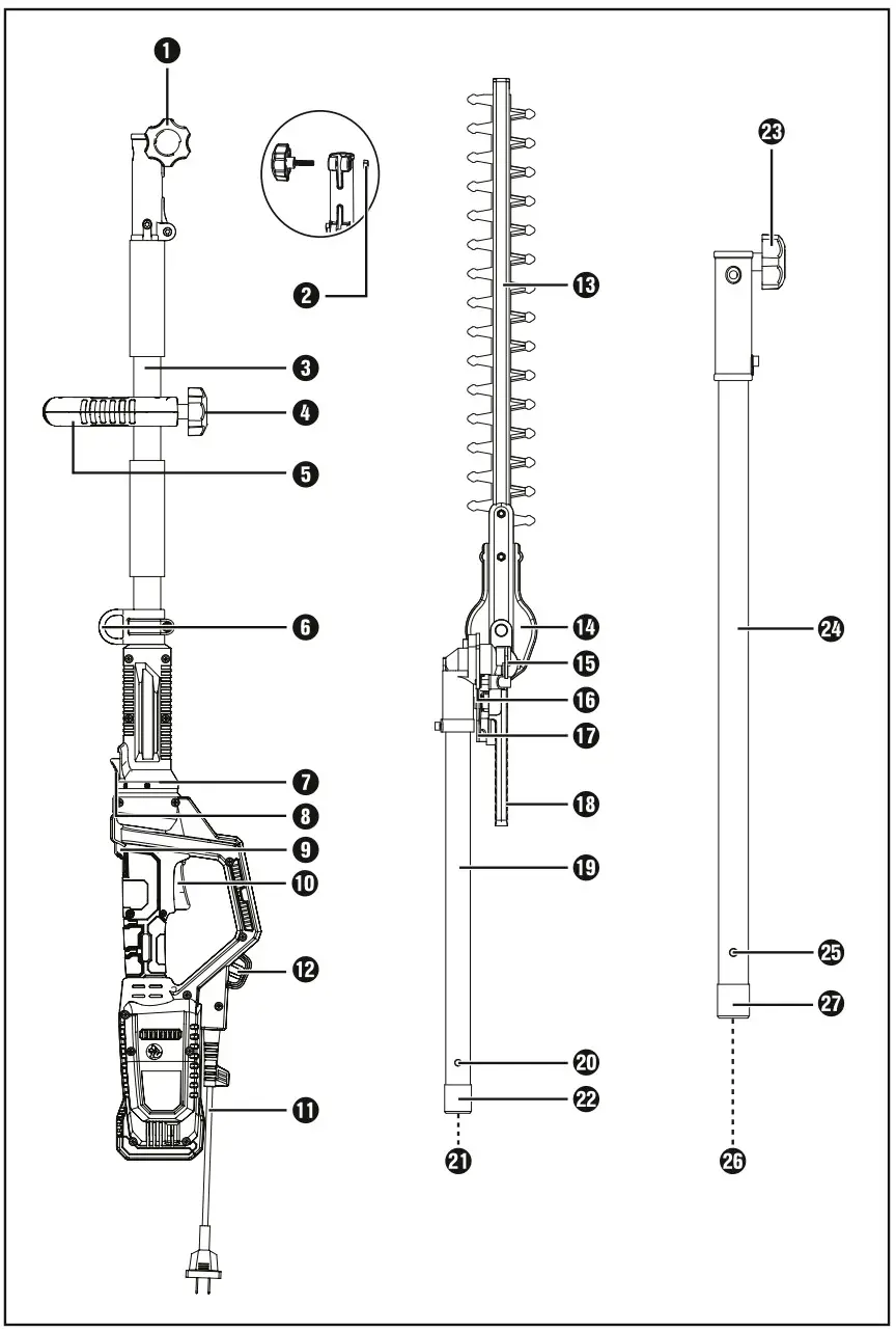 PARKSIDE PHSL 900 B4 Long Reach Hedge Trimmer - Figure 1