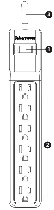 CyberPowe B602BRD 6 Outlet Surge Protector - Cover