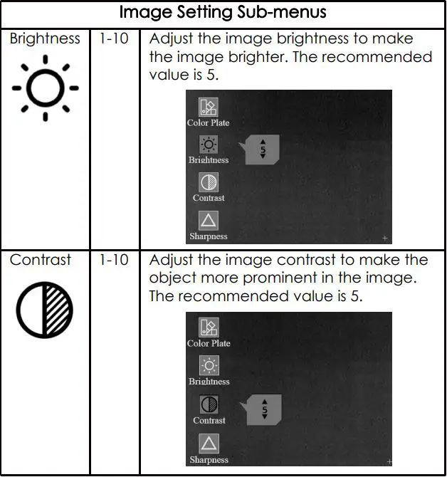 ThermTec ARES SERIES Ares 335 Thermal Sight User Manual - Image Settings