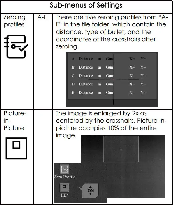 ThermTec ARES SERIES Ares 335 Thermal Sight User Manual - Settings