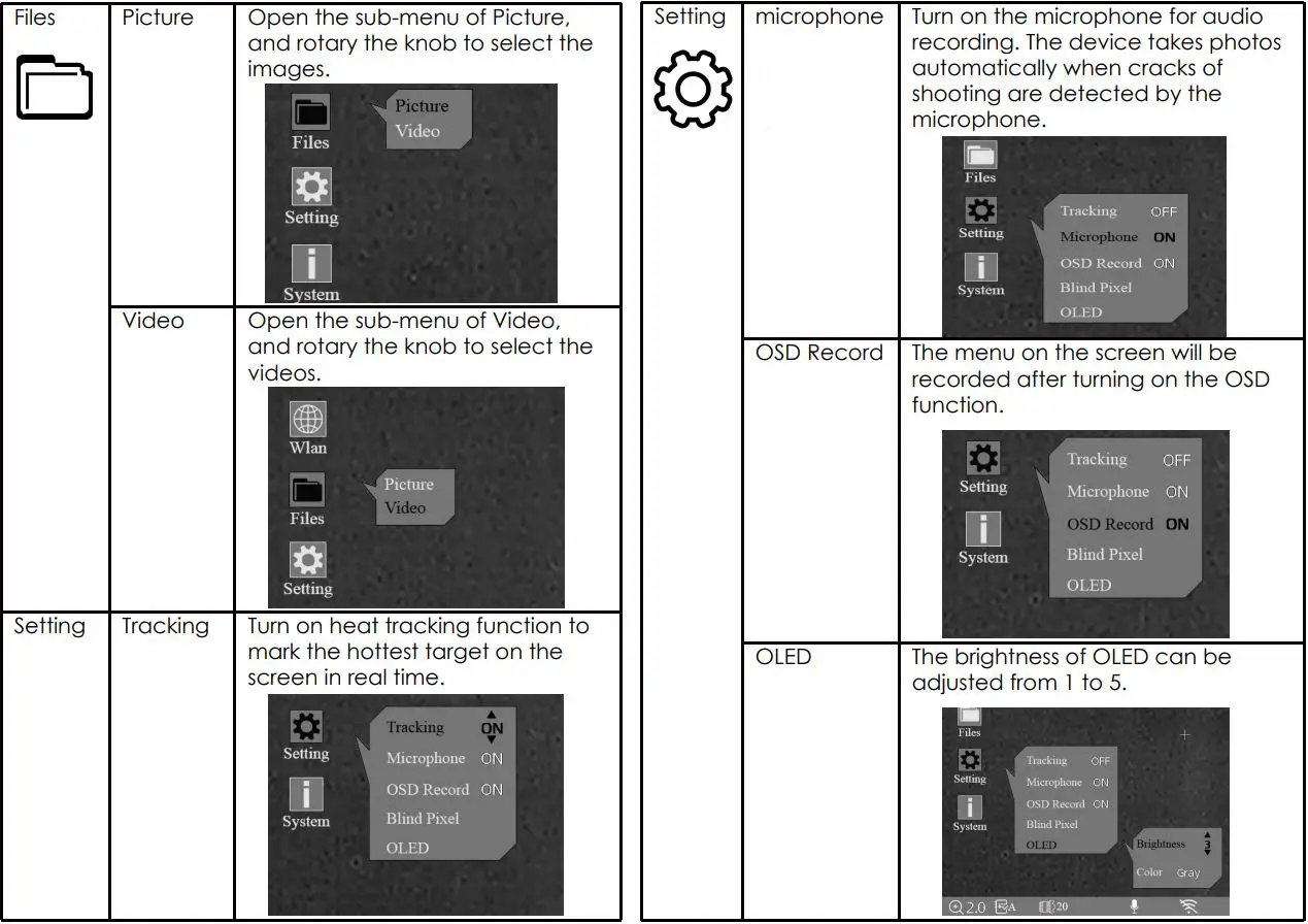 ThermTec ARES SERIES Ares 335 Thermal Sight User Manual - Settings
