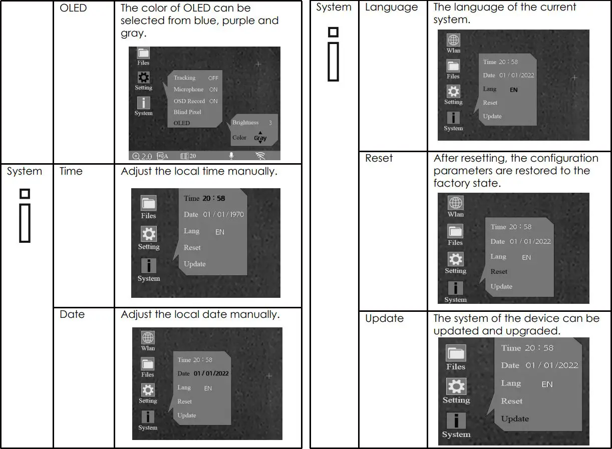 ThermTec ARES SERIES Ares 335 Thermal Sight User Manual - Settings