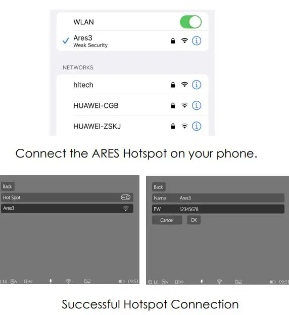 ThermTec ARES SERIES Ares 335 Thermal Sight User Manual - Successful Hotspot Connection