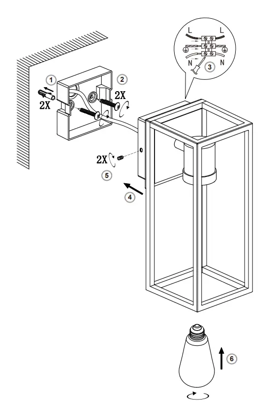 ENDON 91993 Outdoor Wall Light Fitting Assembly Instructions