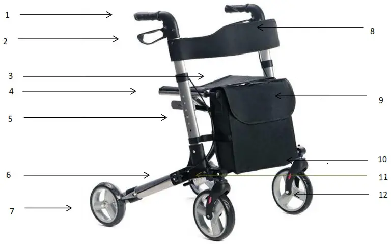 MEYRA VCBK222B Mobilus Lite 4 Wheel Aluminium Rollator - Description of product