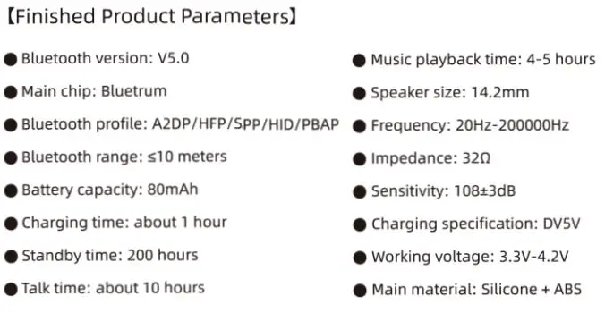 Shenzhen Joysun Electronics Enterprise X7 Open Wireless Headphones User Manual - Technical Specifications