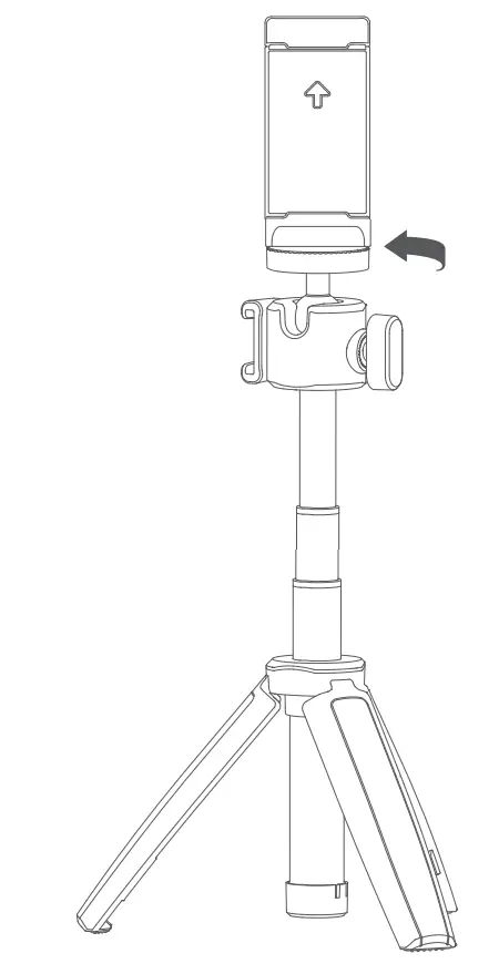 Install the smartphone clamp MTH02 on
the mini tripod in clockwise direction.