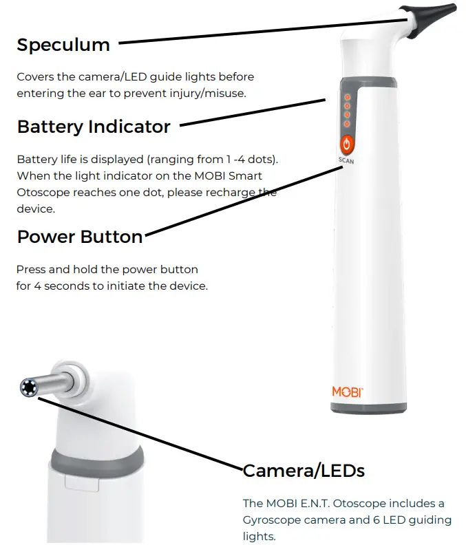 MOBI Ear Nose and Throat WiFi Otoscope HD Camera - Fig 2