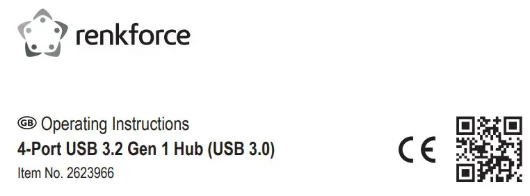 renkforce 2623966 4 Port USB 3.2 Gen 1 Hub Instruction Manual