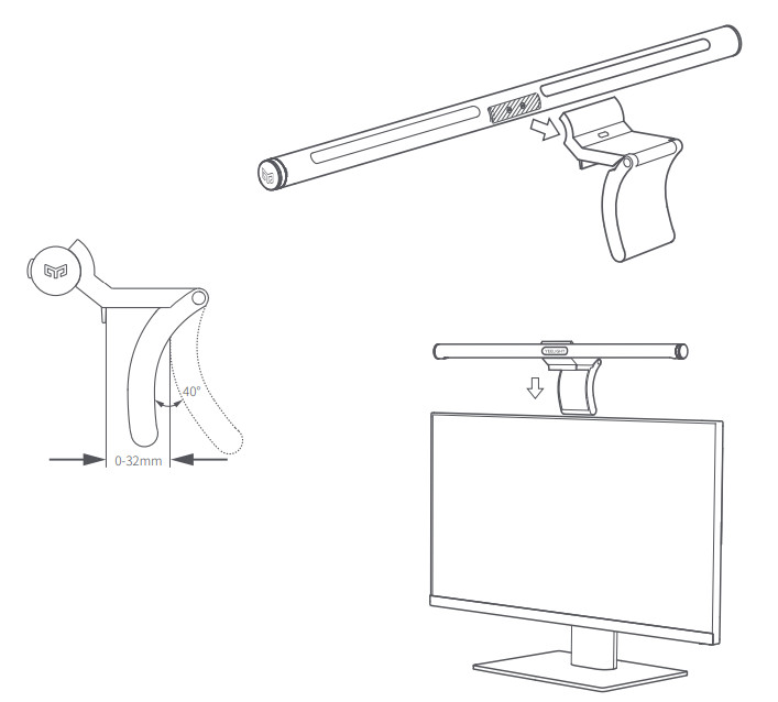 YEELIGHT YLTD003 Display Hanging Lamp - Install the light bar