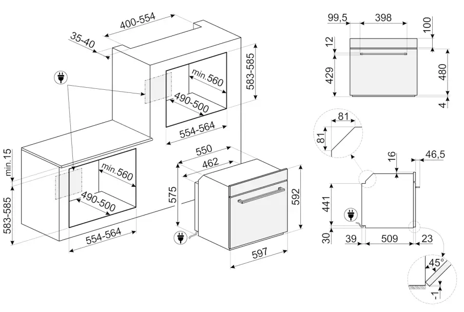 smeg SF6402TVS Electric Oven - diagram