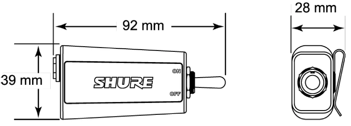 SHURE WA661 Mute Switch dimensions