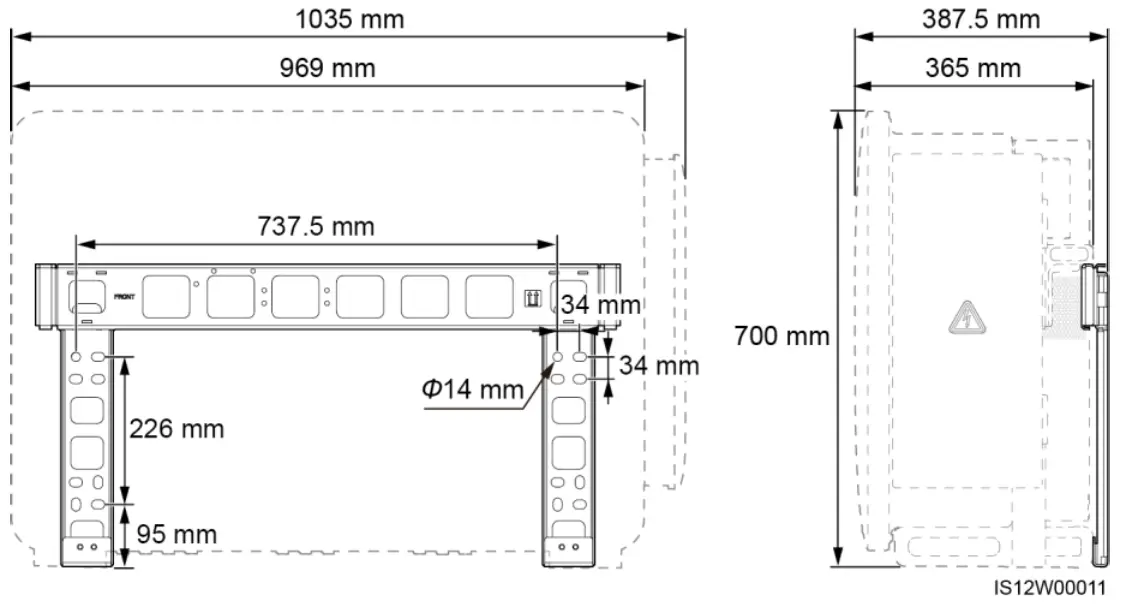 HUAWEI SUN2000-100KTL Series 100kVA Three-Phase Network Connection Inverter - Dimensions