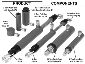 PITTSBURGH 94681 Hydraulic Auto Body Frame Repair Kit Owner's - jack