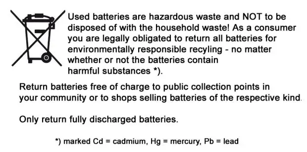 soundmaster PL585 Wooden Record Player Turntable with USB Encoding Instruction Manual - Battery Disposal icon