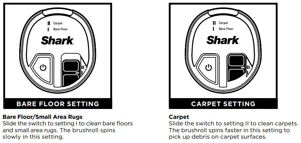 Shark HS150 Series UltraLight Pet Plus Corded Stick Vacuum Owner's Manual - SETTINGS