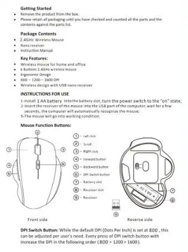 iMICE G6 2.4G Office 6-Button Gaming Wireless Mouse- 1