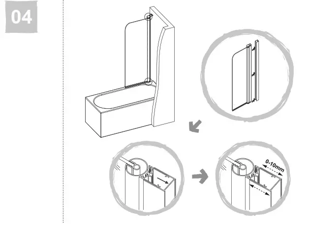 COOKE LEWIS 3663602769521 Arkell Clear 1 Panel Bath Screen- Installation 4