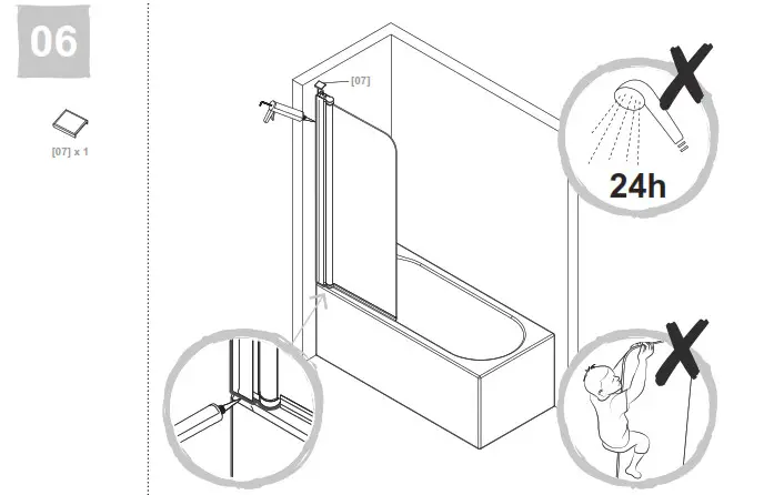 COOKE LEWIS 3663602769521 Arkell Clear 1 Panel Bath Screen- Installation 6