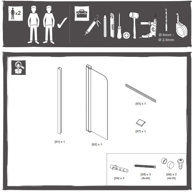 COOKE LEWIS 3663602769521 Arkell Clear 1 Panel Bath Screen- Tools