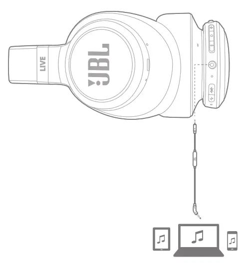 JBL LIVE650BTNC - Wired listening mode