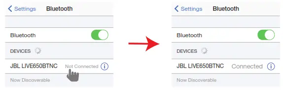 JBL LIVE650BTNC - bluetooth device list