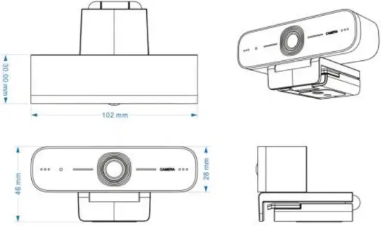 OTON C104 Pro Hyper Desktop HD Camera Dimensions
