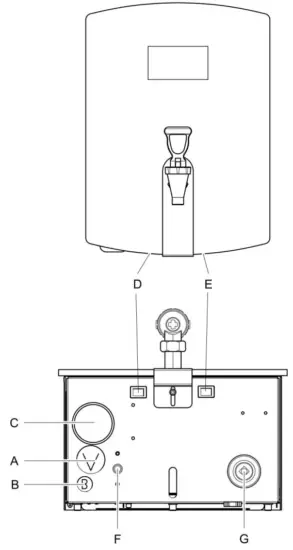 Lincat WMB5F Wall Mounted Water Boiler - screen backlight and contrast