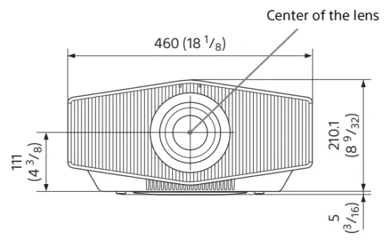 SONY VPL XW7000 Native 4K Laser Video Projector - Dimensions