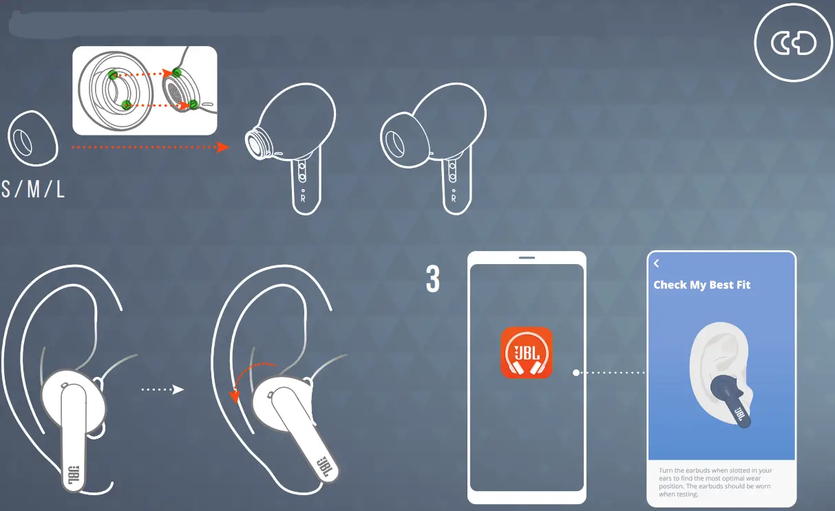 JBL Live Pro 2 TWS True Wireless Noise Cancelling Earbuds - how to wear