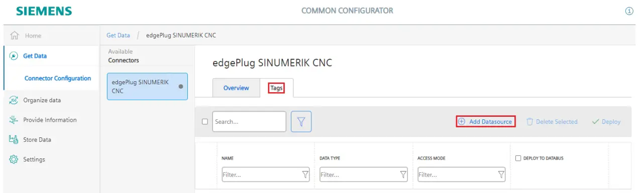 Data source configuration