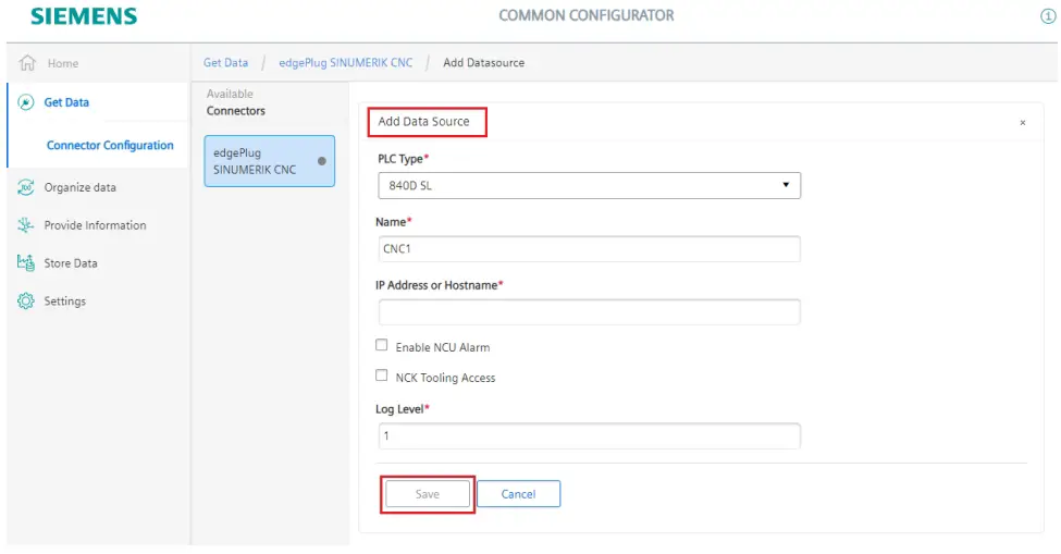 Data source configuration