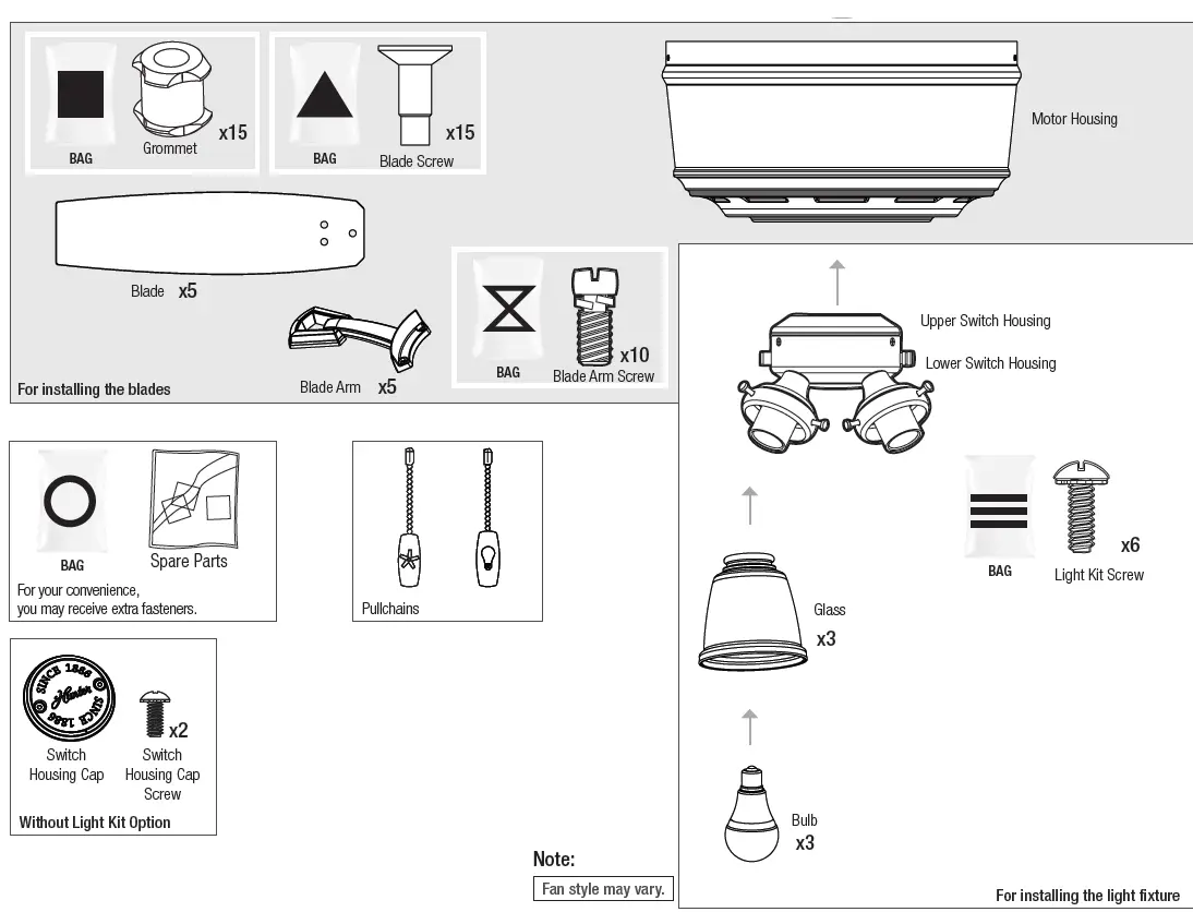 Hunter 51345 Postman 44 Inch Noble Bronze Indoor LED Ceiling Fan fig 3