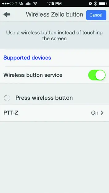 Jacobs PTT Z LO Mini Wireless PTT Button - App Setup Zello 2