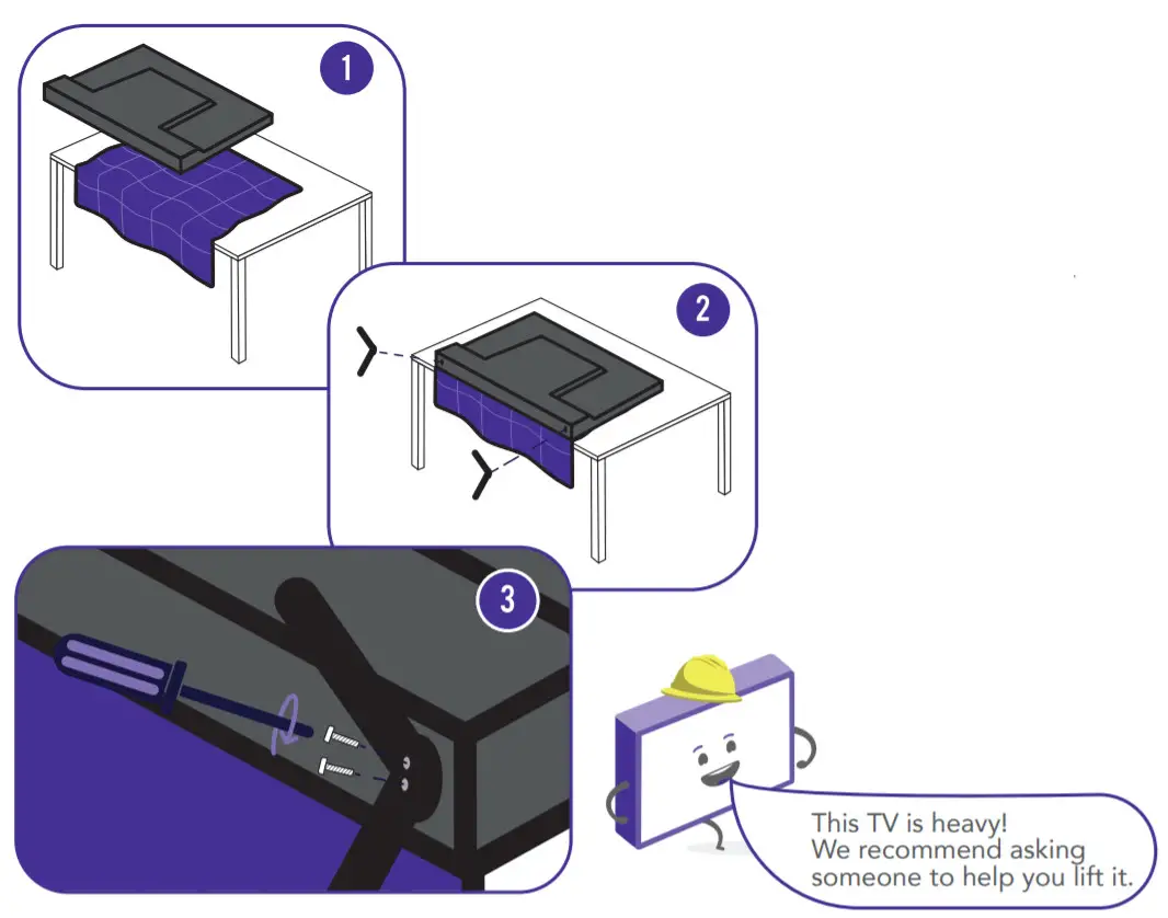 BAUHN ATV58UHD Smart TV - Attach the TV stand