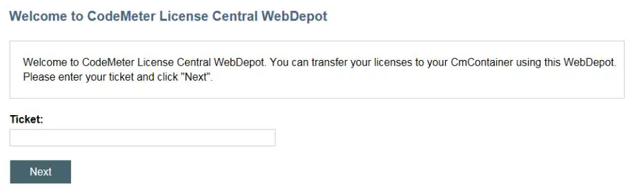 KEBA Licensing Single-User Licence Software User Guide - Enter the ticket code and click on Next