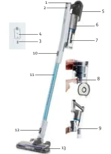 DOMO DO2035SV Stick Vacuum Cleaner PARTS