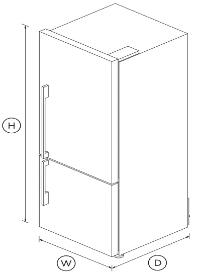 FISHER PAYKEL RF135BDRJX4 Freestanding Refrigerator Freezer, 25 inch, 13.5 cu ft, Ice - DIMENSIONS