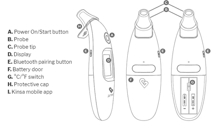 Kinsa Smart Ear 2-button Thermometer Instruction Manual