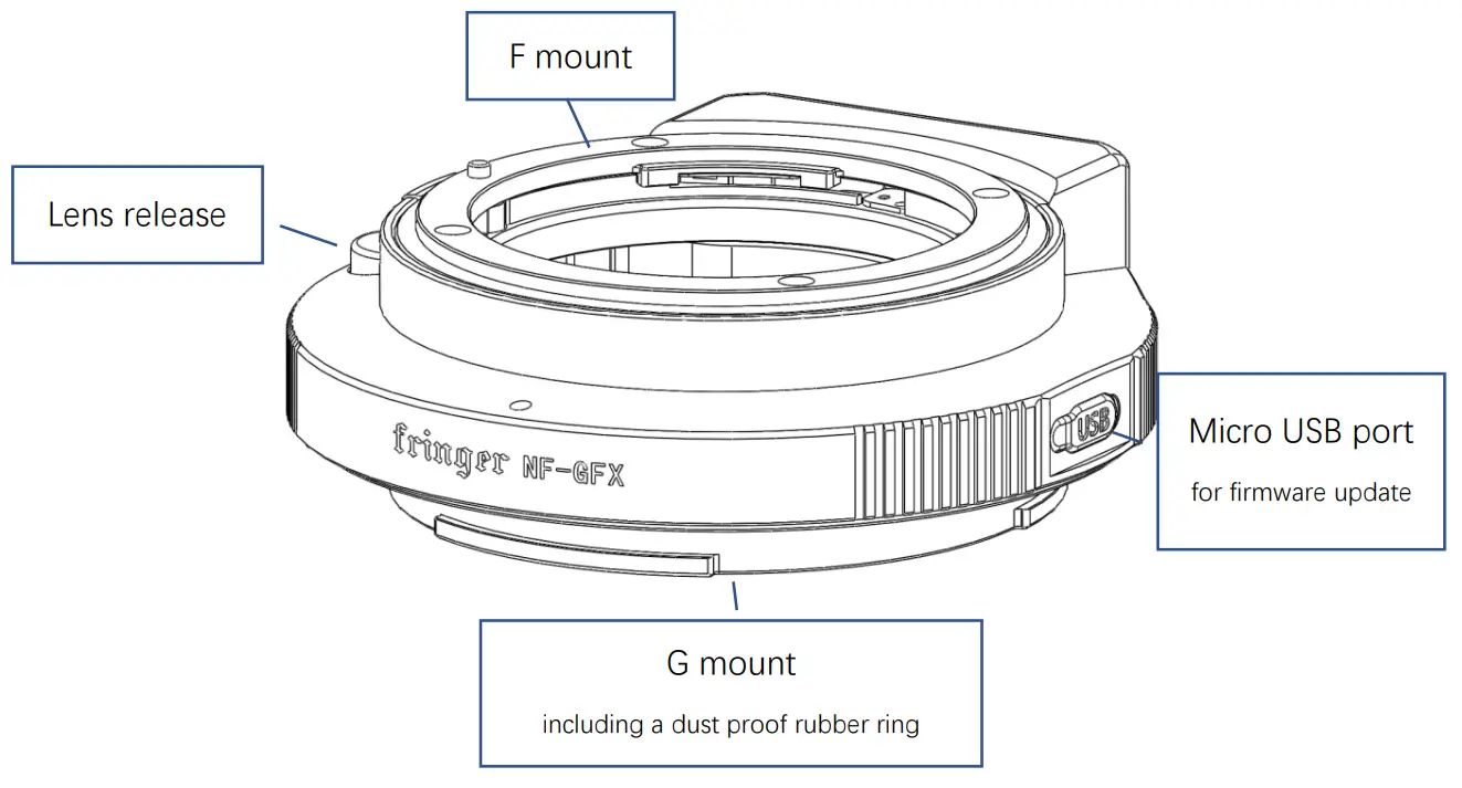 Fringer NF-GFX Lens Adapter Auto Focus Camera Adaptor - fig 1