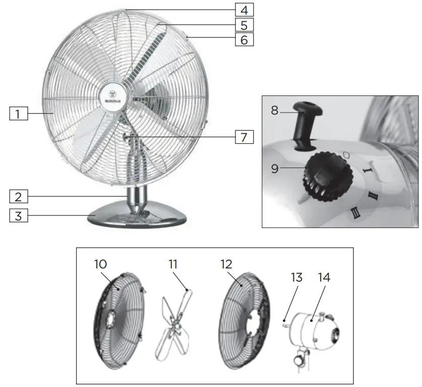 Westinghouse WSFDAN1201SV 12 Inch Vintage Metal Table Fan Chrome - figure 2