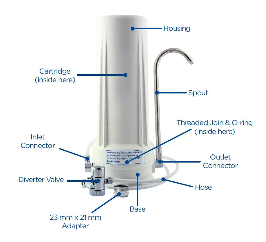 ULTRAPURE Aragon 10 Inch Single Stage Benchtop Water Filter fig1