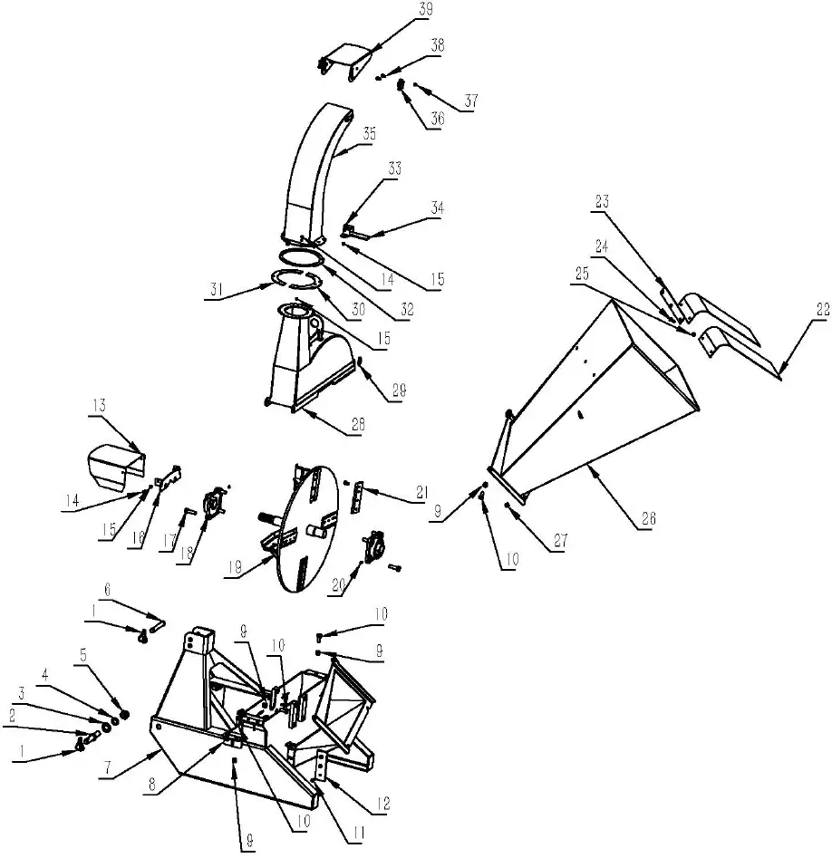 Exploded view drawing and parts list