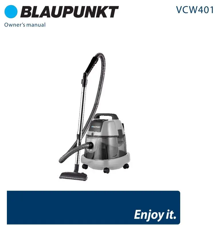 BLAUPUNKT VCW401 Vacuum Cleaner with Water Filtration Owner's Manual