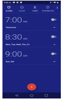 Alarm clock Settings Interface