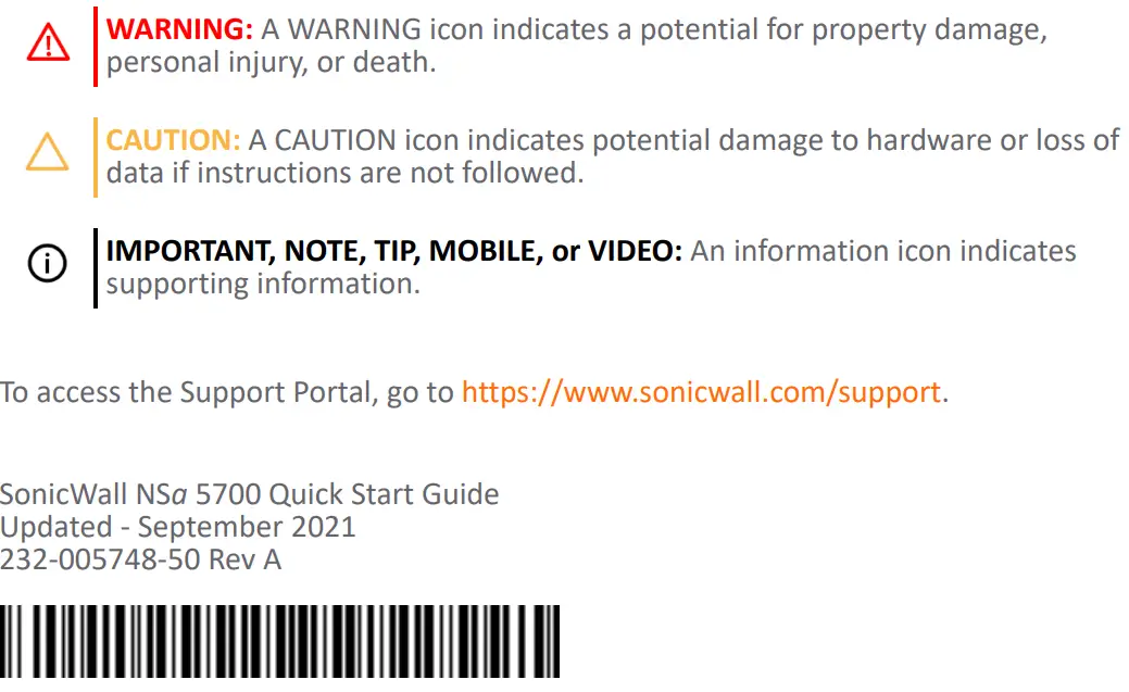 SONICWALL 02-SSC-3919 Nsa 5700 Total Secure Advanced Edition 1 User Guide - Legend
