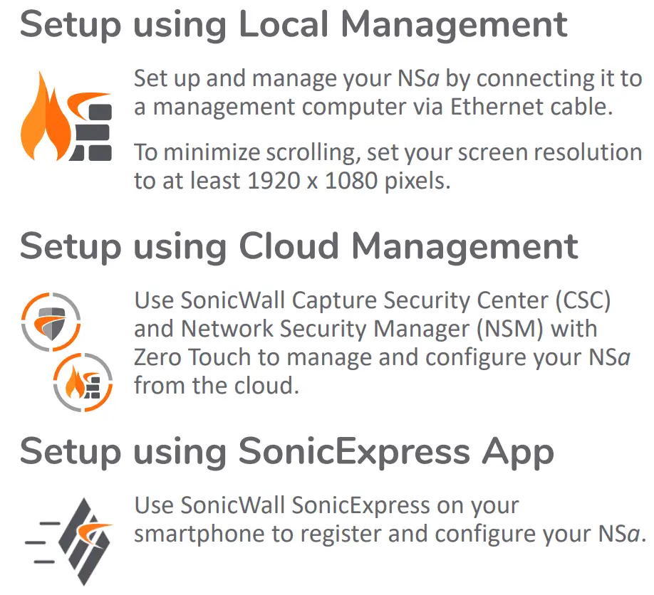 SONICWALL 02-SSC-3919 Nsa 5700 Total Secure Advanced Edition 1 User Guide - Setup Options