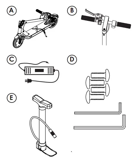 HOVER 1 H1 JVE JIVE Electric Folding Scooter - PARTS LIST