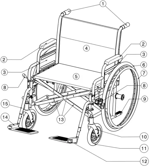 VERMEIREN 28 Steel Wheelchair for Obese People - parts