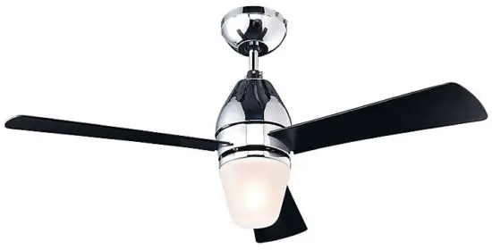 colours SJ44 3 1L Shek Modern Chrome Effect Ceiling Fan Light - Icon